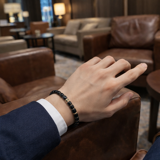 Minimalist Black Onyx Beaded Bracelet – Luxury Elastic Stone Bracelet for Men & Women