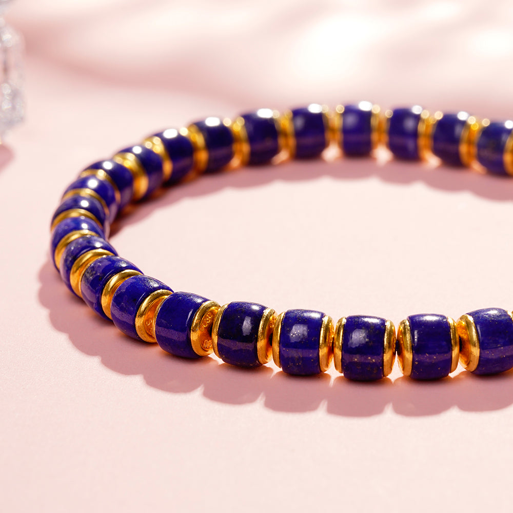 Natural Blue gemstone Lapis Lazuli Beaded Bracelet